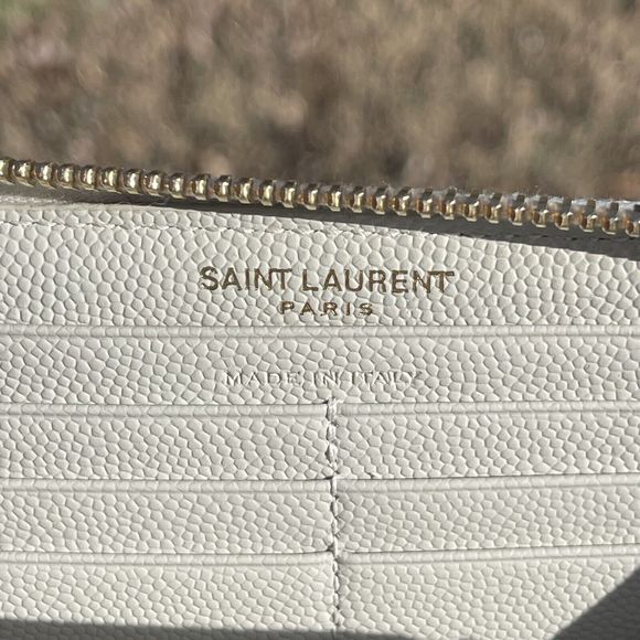 Saint Laurent YSL Cassandre Matelasse Zip Around Wallet Leather White And Gold - Picture 11 of 15